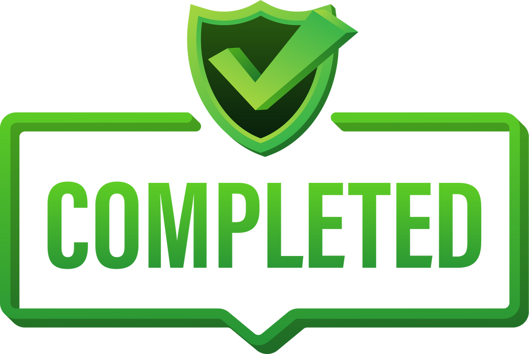 Completed tick, Checkmark stamp, sticker. Vector stock illustration.